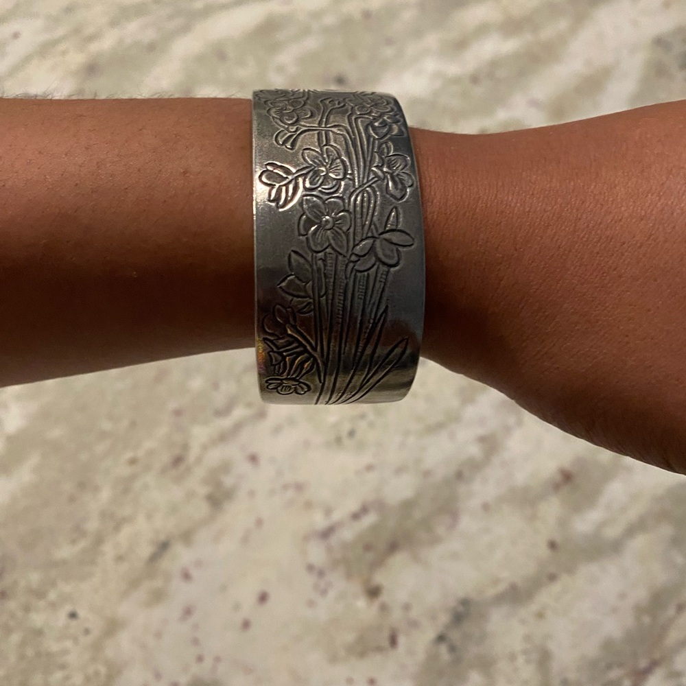 100% Pewter Cuff Bracelet-December